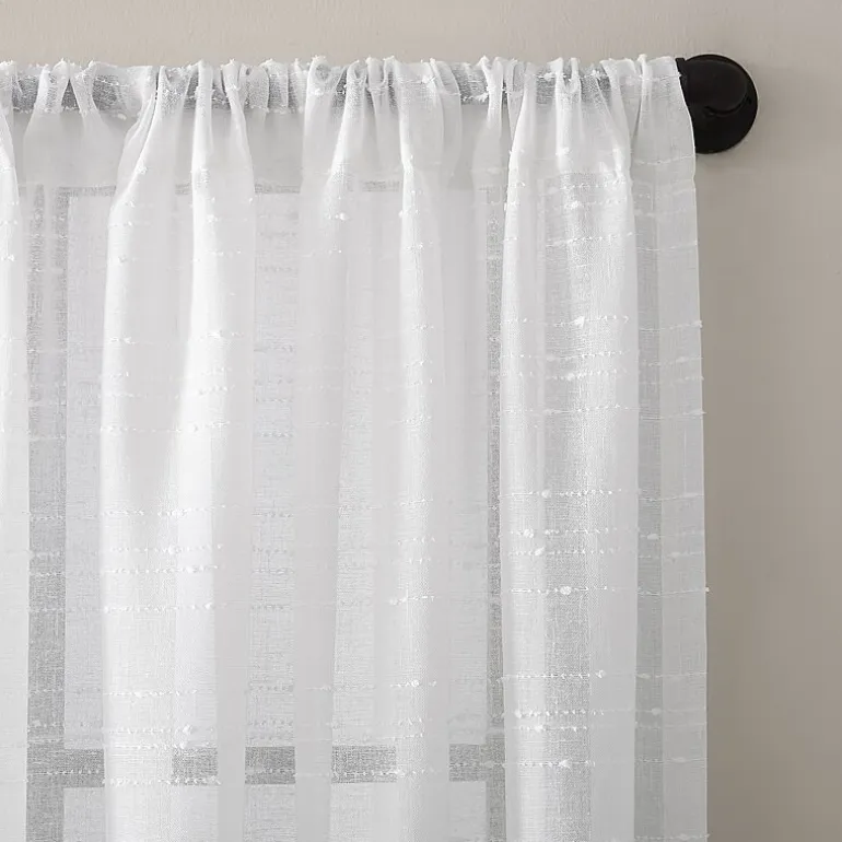 Clean Window Clean Window Textured Slub Stripe Rod Pocket Sheer Single Curtain Panel