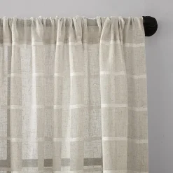 Clean Window Twill Stripe Anti-Dust Rod Pocket Sheer Single Curtain Panel