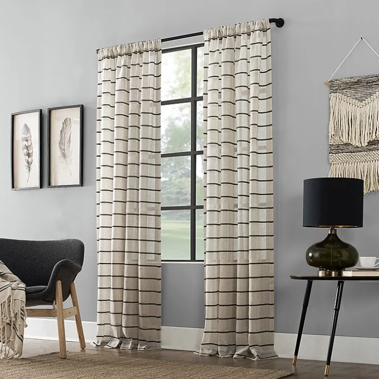 Clean Window Twill Stripe Anti-Dust Rod Pocket Sheer Single Curtain Panel