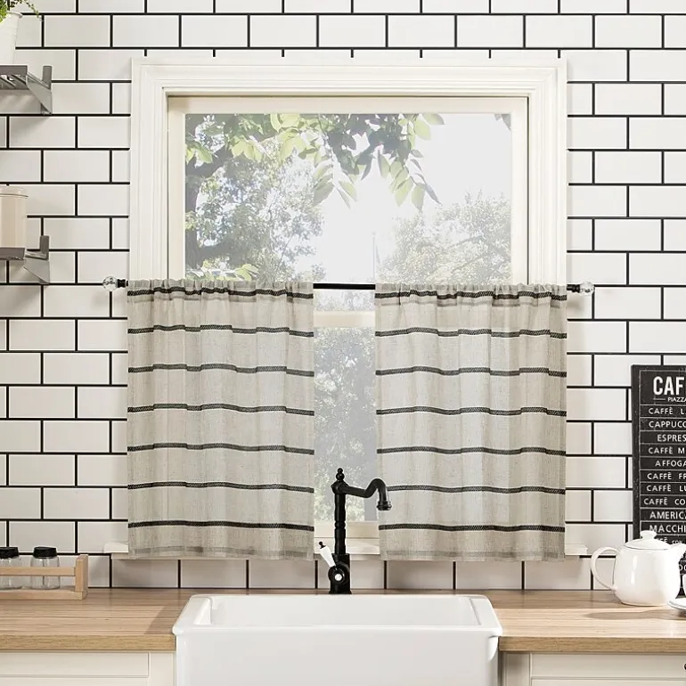 Clean Window Twill Stripe Anti-Dust 2-pc. Rod Pocket Window Tier