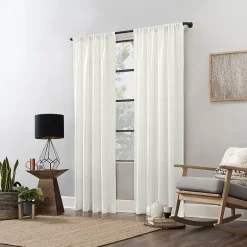 Clean Window Waffle Texture Anti-Dust Rod Pocket Light-Filtering Single Curtain Panel
