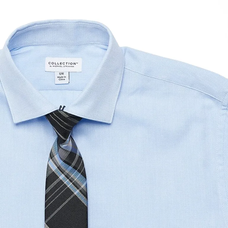 Collection By Michael Strahan Big Kid Boys Long Sleeve Spread Collar Shirt + Tie Set