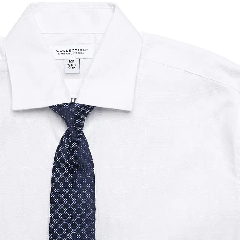 Collection By Michael Strahan Big Kid Boys Long Sleeve Spread Collar Shirt + Tie Set