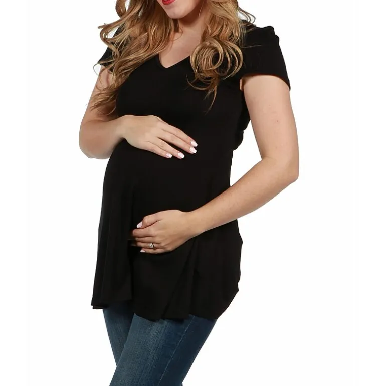 24/7 Comfort Apparel Cap Sleeve Soft Flare Hem Tunic Top