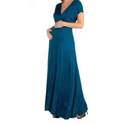 24/7 Comfort Apparel Cap Sleeve V-Neck Maxi Dress