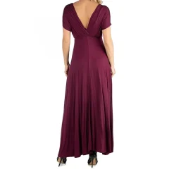 24/7 Comfort Apparel Cap Sleeve V-Neck Maxi Dress