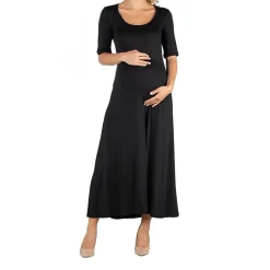 24/7 Comfort Apparel Casual Maxi Dress with Sleeves