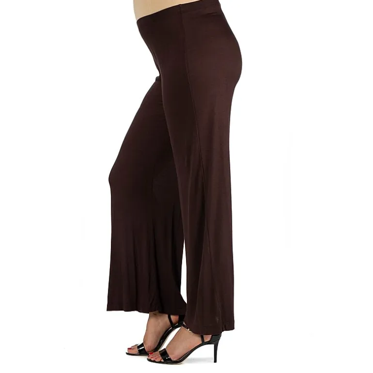 24/7 Comfort Apparel Comfortable Solid Color Palazzo Pant