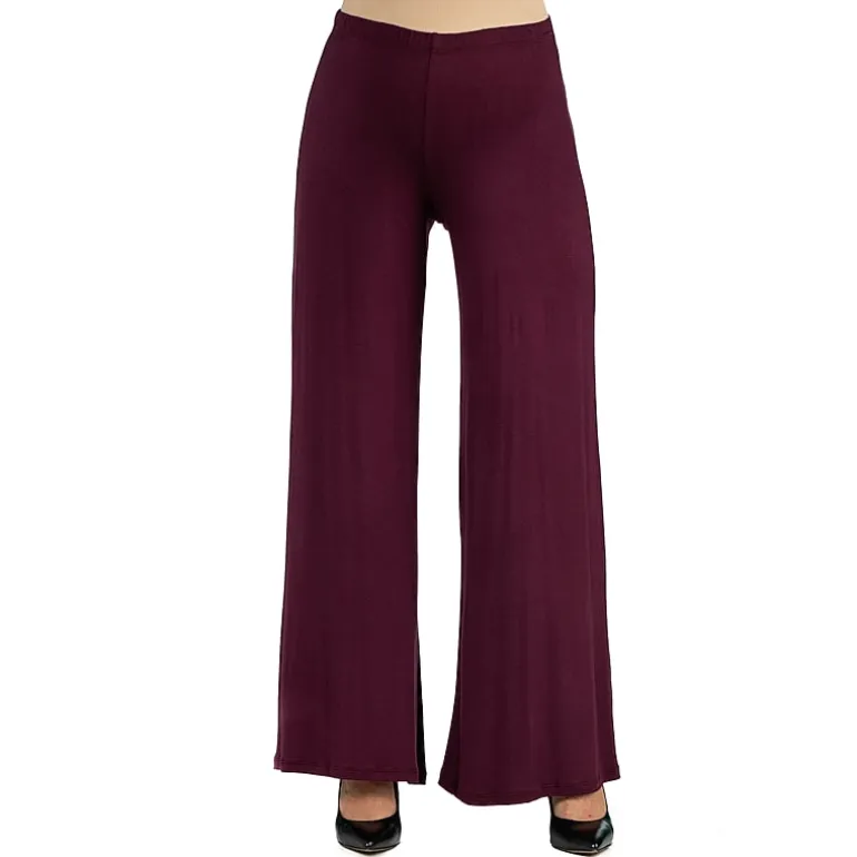 24/7 Comfort Apparel Comfortable Solid Color Palazzo Pant