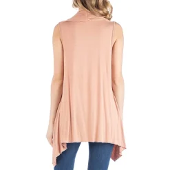 24/7 Comfort Apparel Draped Open Front Sleeveless Cardigan
