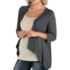 24/7 Comfort Apparel Elbow Length Sleeve Open Cardigan