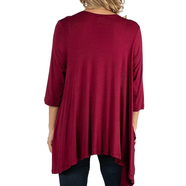 24/7 Comfort Apparel Elbow Length Sleeve Open Cardigan