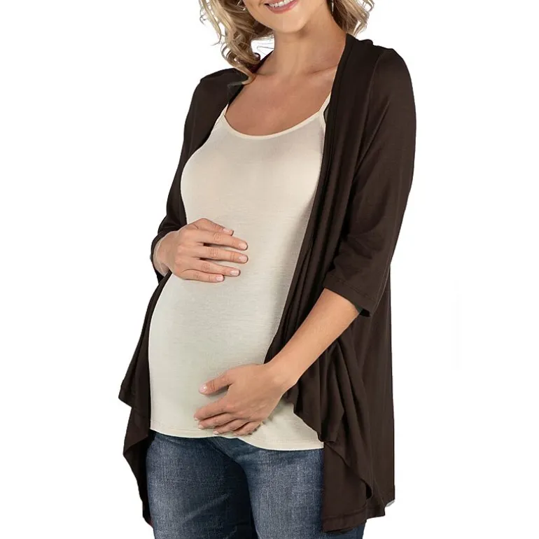 24/7 Comfort Apparel Elbow Length Sleeve Open Cardigan
