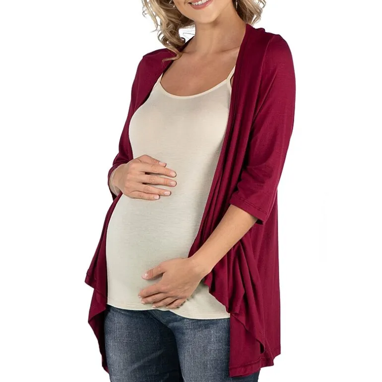 24/7 Comfort Apparel Elbow Length Sleeve Open Cardigan