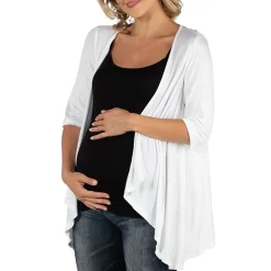 24/7 Comfort Apparel Elbow Length Sleeve Open Cardigan