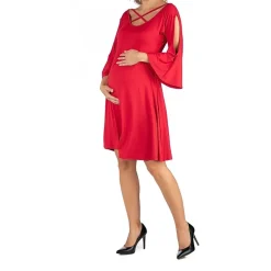 24/7 Comfort Apparel Knee Cold Shoulder Dress