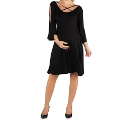 24/7 Comfort Apparel Knee Cold Shoulder Dress