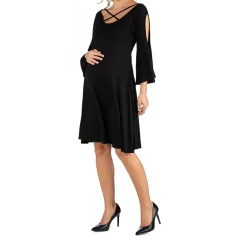 24/7 Comfort Apparel Knee Cold Shoulder Dress