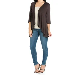 24/7 Comfort Apparel 3/4 Length Sleeve Open Cardigan
