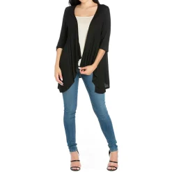 24/7 Comfort Apparel 3/4 Length Sleeve Open Cardigan