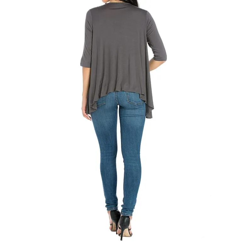 24/7 Comfort Apparel 3/4 Length Sleeve Open Cardigan