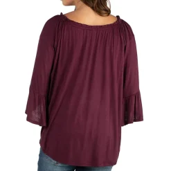 24/7 Comfort Apparel-Maternity Womens Round Neck 3/4 Sleeve Tunic Top