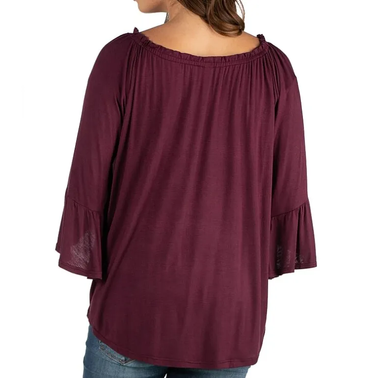 24/7 Comfort Apparel-Maternity Womens Round Neck 3/4 Sleeve Tunic Top