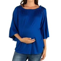24/7 Comfort Apparel-Maternity Womens Round Neck 3/4 Sleeve Tunic Top