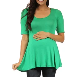 24/7 Comfort Apparel-Maternity Womens Scoop Neck Short Sleeve Tunic Top