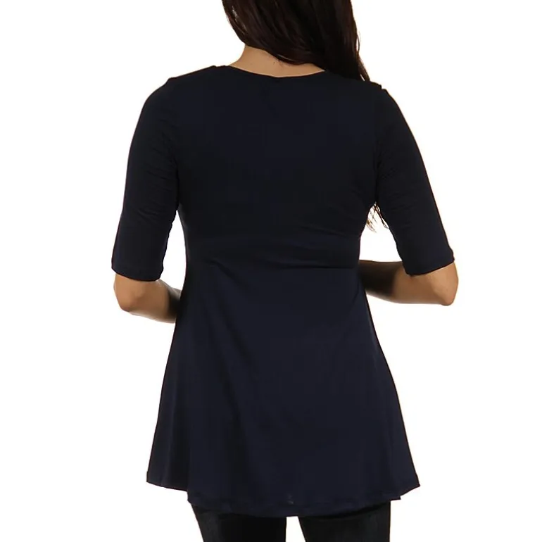 24/7 Comfort Apparel-Maternity Womens Scoop Neck Short Sleeve Tunic Top