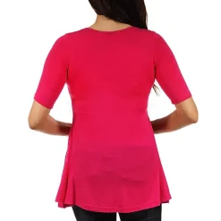24/7 Comfort Apparel-Maternity Womens Scoop Neck Short Sleeve Tunic Top