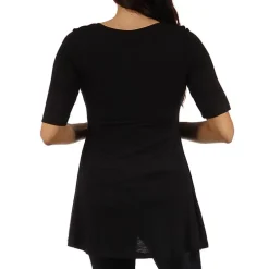 24/7 Comfort Apparel-Maternity Womens Scoop Neck Short Sleeve Tunic Top