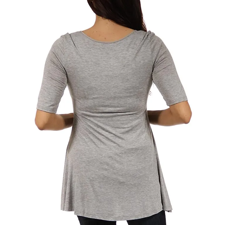 24/7 Comfort Apparel-Maternity Womens Scoop Neck Short Sleeve Tunic Top