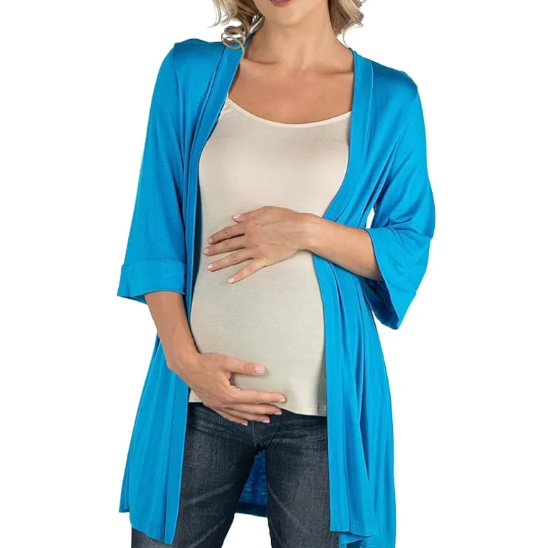 24/7 Comfort Apparel Open Front Elbow Length Sleeve Cardigan