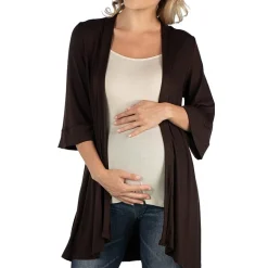 24/7 Comfort Apparel Open Front Elbow Length Sleeve Cardigan