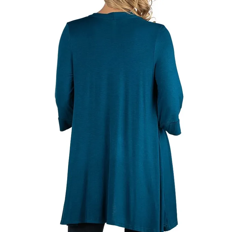24/7 Comfort Apparel Open Front Elbow Length Sleeve Cardigan