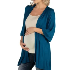 24/7 Comfort Apparel Open Front Elbow Length Sleeve Cardigan