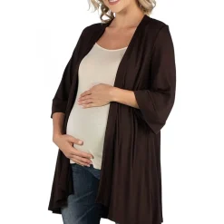 24/7 Comfort Apparel Open Front Elbow Length Sleeve Cardigan