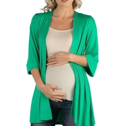 24/7 Comfort Apparel Open Front Elbow Length Sleeve Cardigan