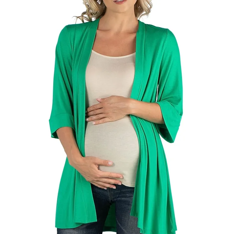 24/7 Comfort Apparel Open Front Elbow Length Sleeve Cardigan