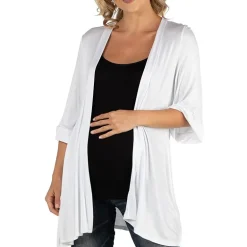 24/7 Comfort Apparel Open Front Elbow Length Sleeve Cardigan