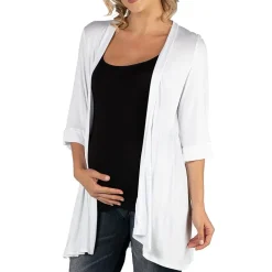 24/7 Comfort Apparel Open Front Elbow Length Sleeve Cardigan