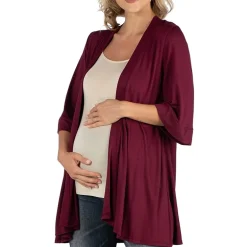 24/7 Comfort Apparel Open Front Elbow Length Sleeve Cardigan