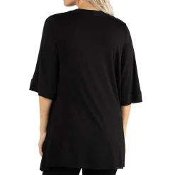 24/7 Comfort Apparel Open Front 3/4 Length Sleeve Cardigan