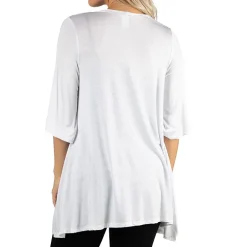 24/7 Comfort Apparel Open Front 3/4 Length Sleeve Cardigan
