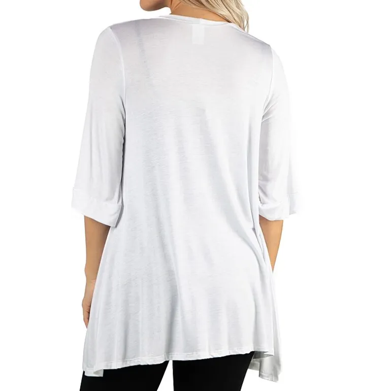 24/7 Comfort Apparel Open Front 3/4 Length Sleeve Cardigan