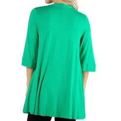 24/7 Comfort Apparel Open Front 3/4 Length Sleeve Cardigan