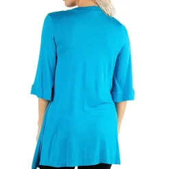 24/7 Comfort Apparel Open Front 3/4 Length Sleeve Cardigan