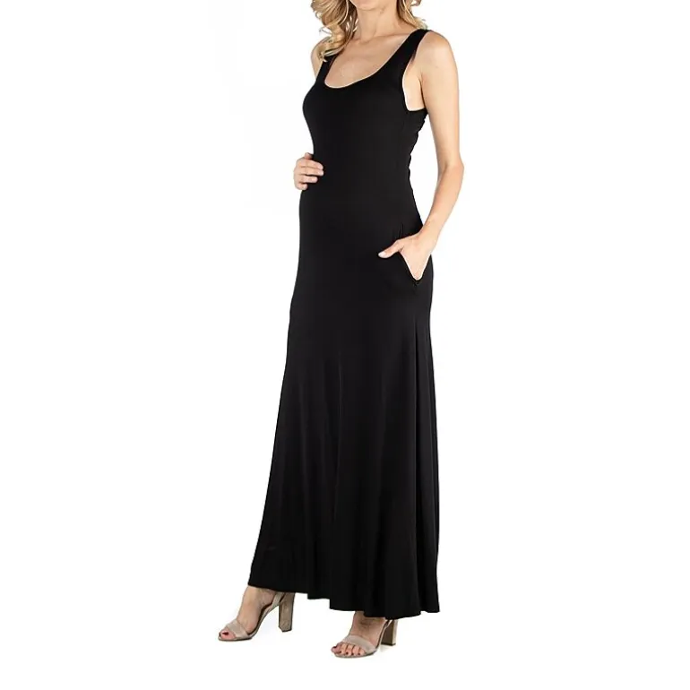 24/7 Comfort Apparel Scoop Neck Sleeveless Maxi Dress