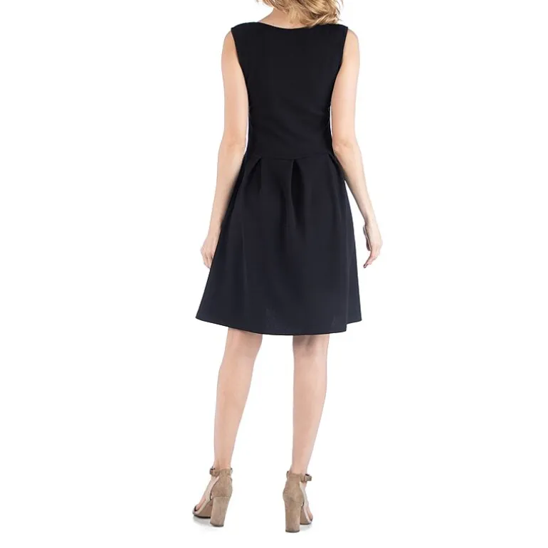 24/7 Comfort Apparel Sleeveless Pleated Dress with Pockets